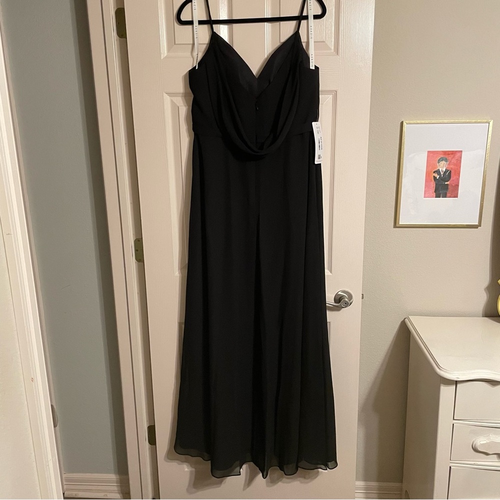 NWT Azazie Candice Black Bridesmaids Dress with Slits - Size 14 - Picture 3 of 13